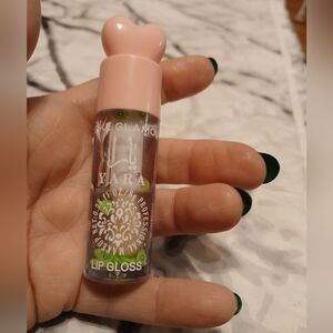 Yara Clear Avacado Lip Gloss with Pink Cap and Green Accents